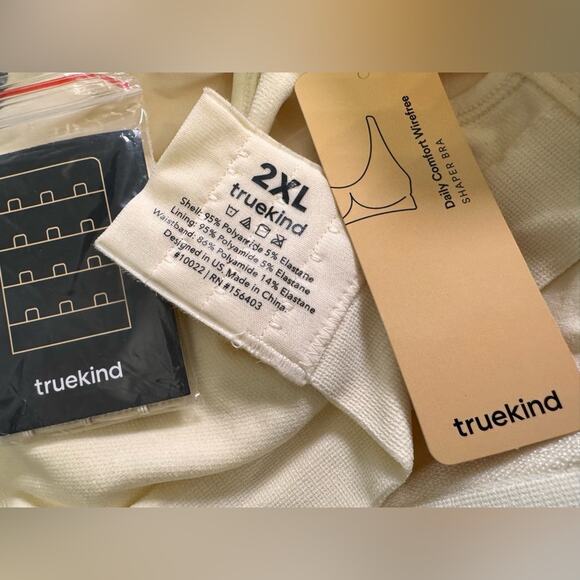 TRUEKIND Daily Comfort Wirefree Shaper Bra BEIGE Support Stretch NWT 2XL - Picture 3 of 8
